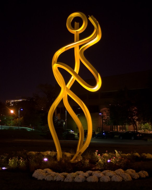 Dancing, 1980, painted stee. UMKC Performing Arts Center, 26x10x5 ft.